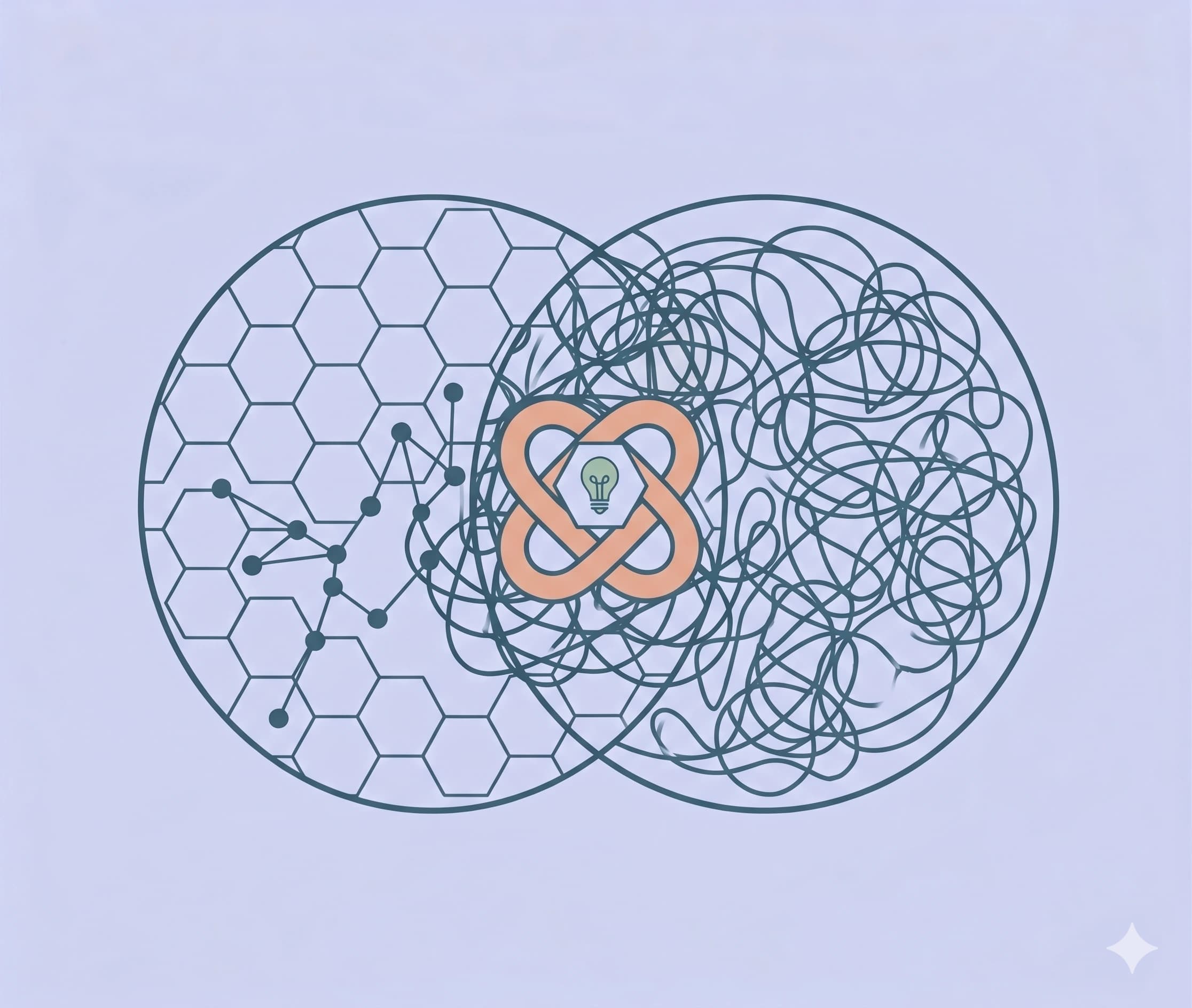 Two overlapping circles representing ADHD and autism, with a central motif